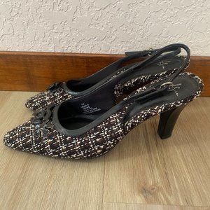 Herringbone Slingback Kitten Heel